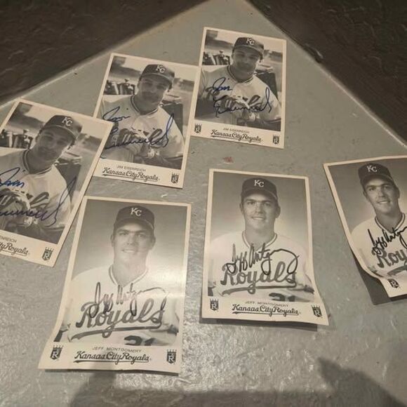 Signed KC Royals Photographs Set of 6 Jeff Montgomery and Jim Eisenreich - Picture 1 of 5